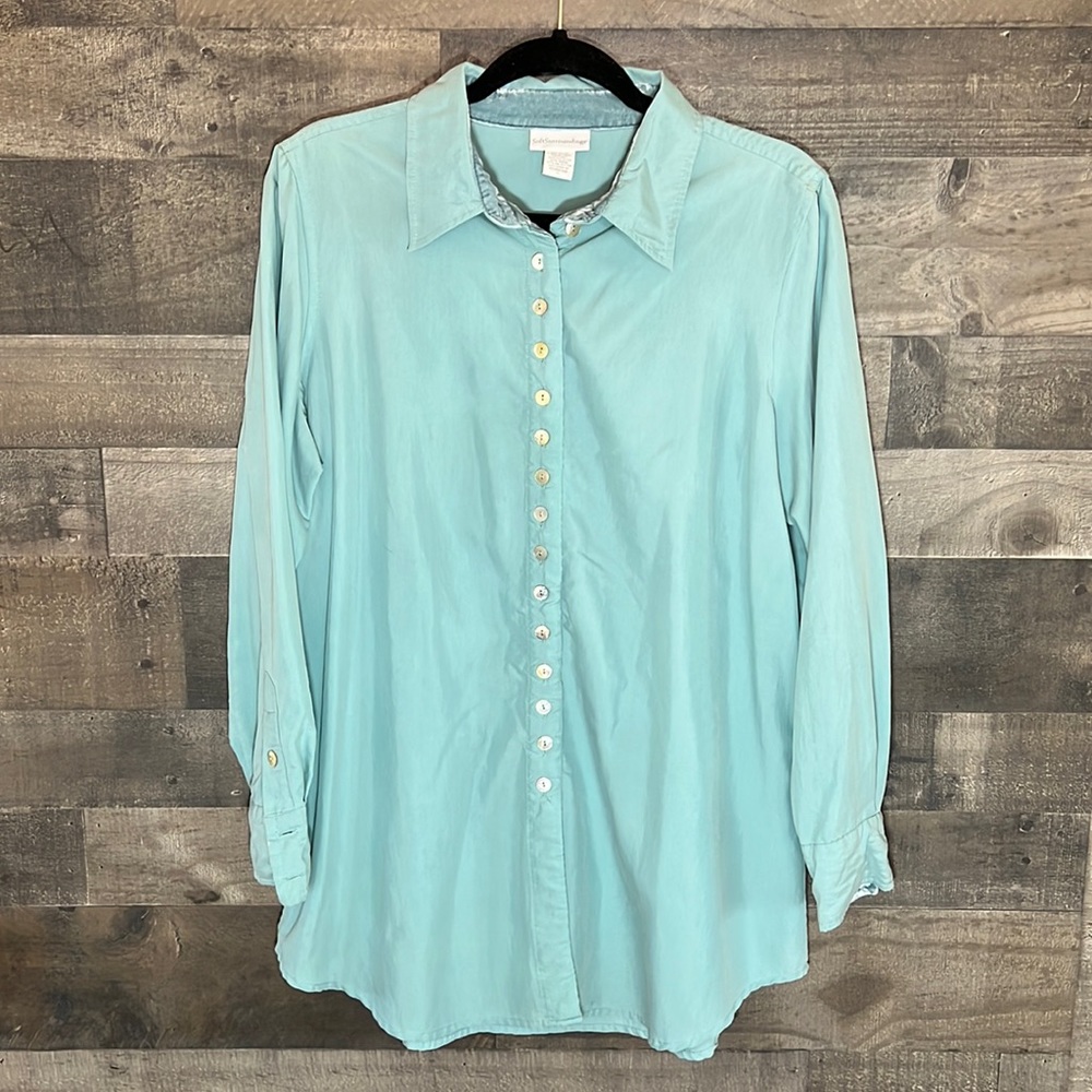Blue Long Sleeve Button Down Soft Surroundings Shirt